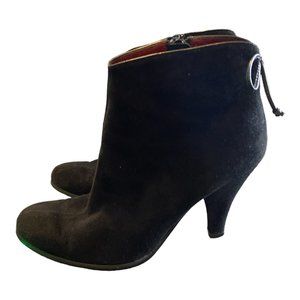 Daniblack Womens Shoes Black Suede Pixie Ankle Boots Side Zip